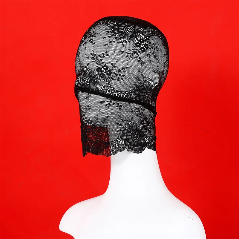 Women Sexy Black Lace Mask Masquerade Party Mask Unisex Adult Lace Full Face Hood Head Cover Festival Halloween Cosplay Eye Mask