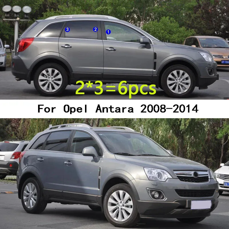 Car TPU/Glossy Mirror Pillar Post Cover Stickers Accessories 6PCS For Opel Antara 2008 2009 2010 2011 2012 2013 2014