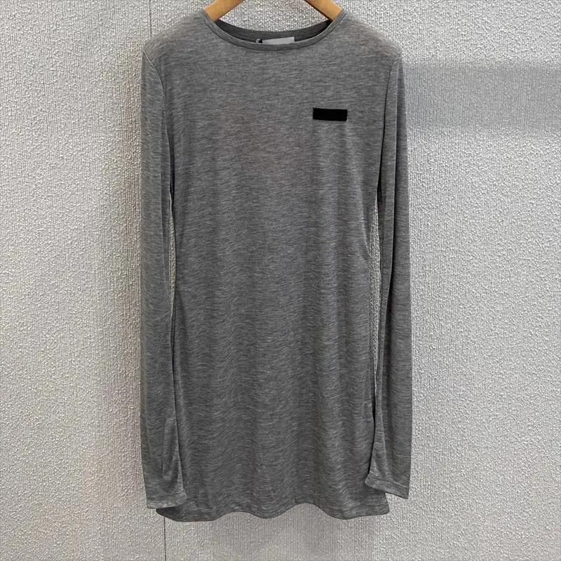 

High quality Korean Label Long-sleeved T-shirt Skirt for Women Simple Design Loose Slim and Versatile Mid-length Top 25704120
