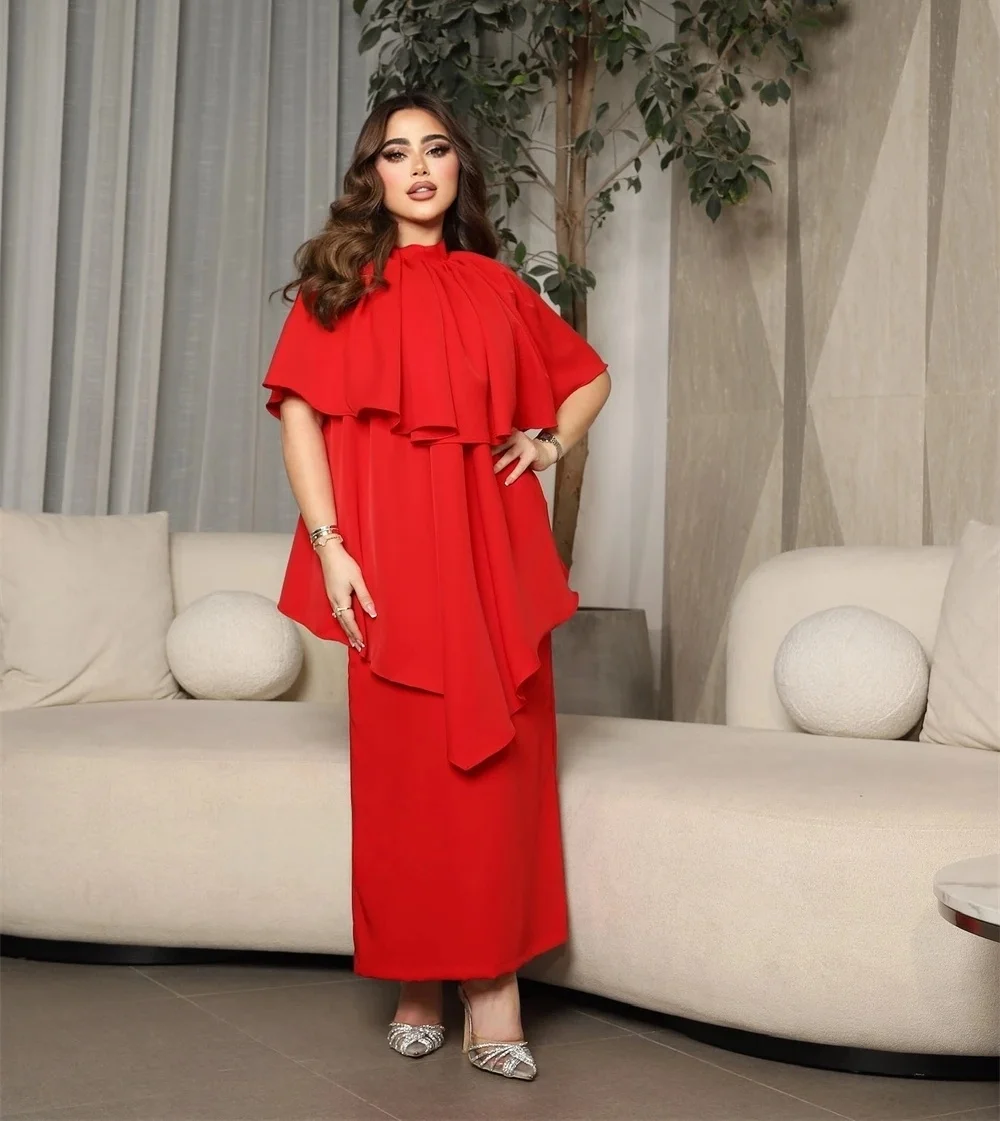 

Ankle Length Red Party Long Bespoke Occasion Gown Evening Dresses Pastrol Unisex Jersey Retro Dubai Saudi Arabic Prom Customized