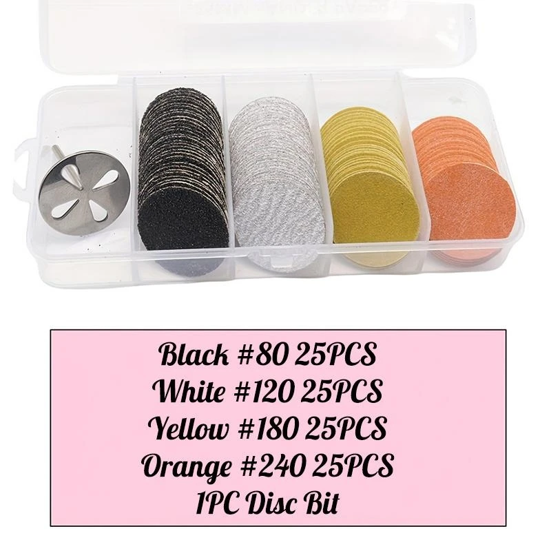 100PCS Nail Sanding Paper 25mm Metal Disc for Foot File Drill Bits Electric Cuticle Callus Remover 80 120 180 240 Grit