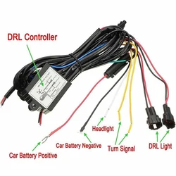 1Pc 12V 30W DRL Przełącznik sterowania Wiązka przewodów samochodowych DRL Światła do jazdy dziennej Ściemniacz Przekaźnik sterujący Wiązka przewodów sterujących