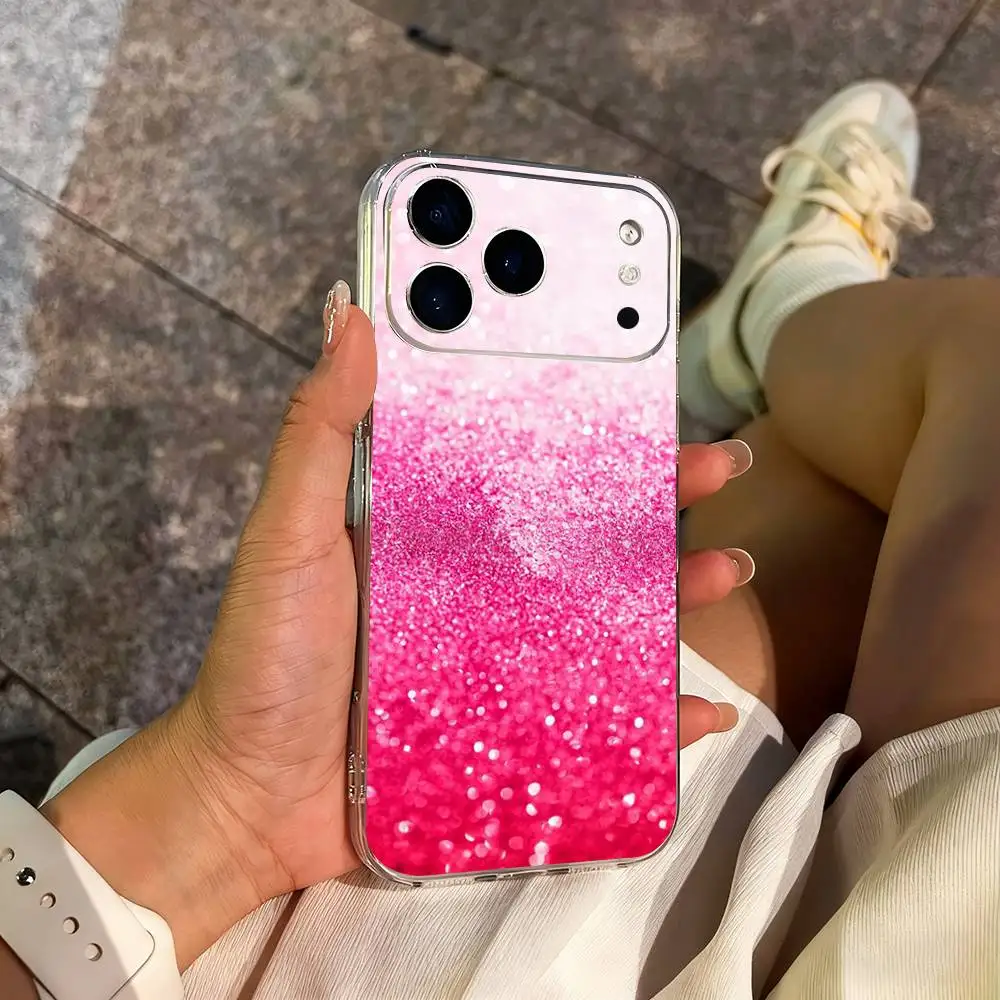 حافظة هاتف Pink Art Dream Glitter لهاتف iPhone 14,13,12,11,17,16,15,Pro,Max,Plus,X,XS,XR,SE,غطاء ناعم شفاف صغير #6