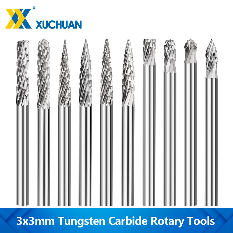 

10/20pc Rotary File 3x3mm Tungsten Carbide Rotary Burrs Rotary Tools Accessories for Singe Cut and Double Cut Rotary Files