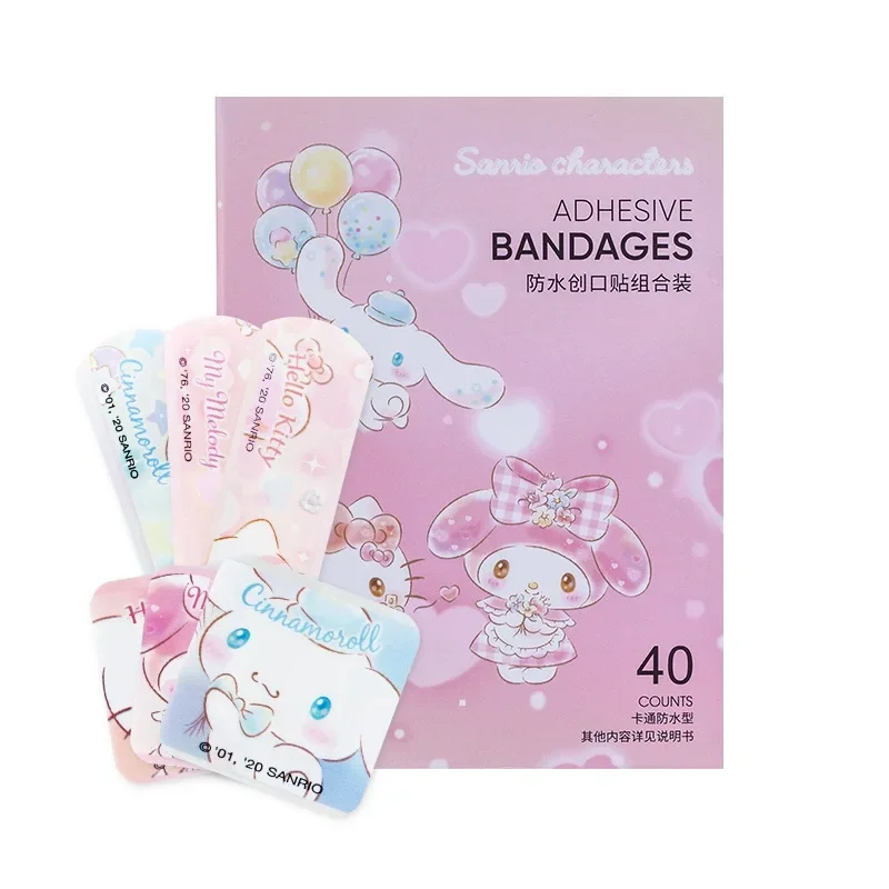 Hello Kitty Sanrios Kit Band Aid My Melody Anime 40Pcs Waterproof Adhesive Bandages Wound Plaster First Aid Emergency Stickers