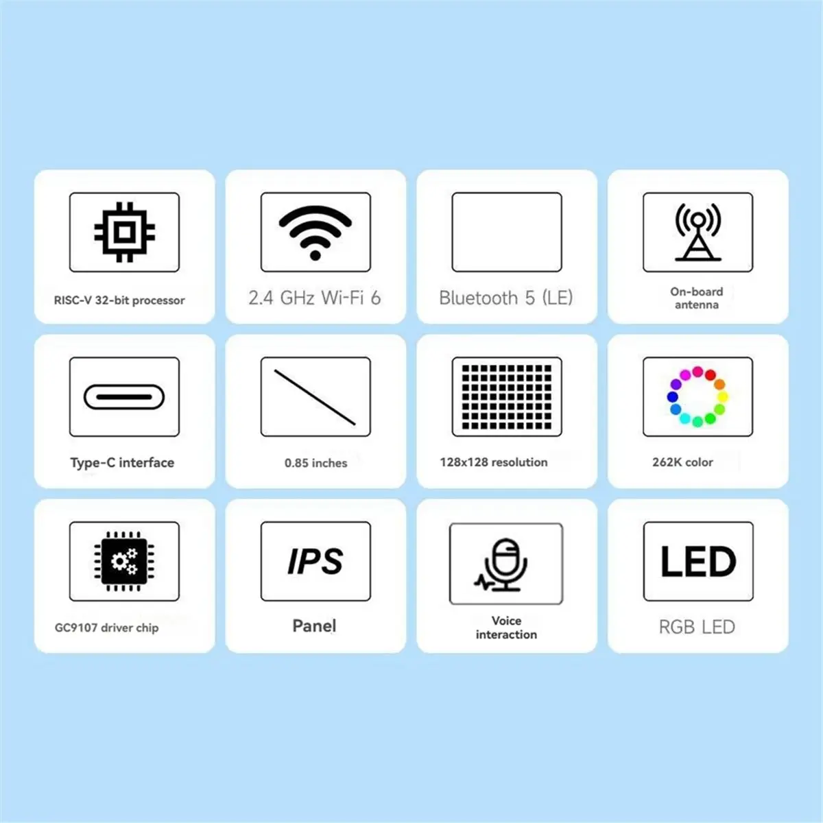 - 0.85inch AI Development Board 128x128 RGB SD-Port for XiaoZhi