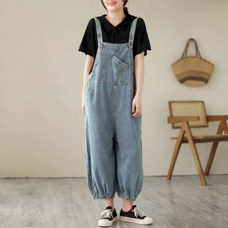 

Denim Jumpsuits for Women Harem Pants One Piece Outfits Women Rompes Loose Korean Style Casual Vintage Playsuits Women Clothing