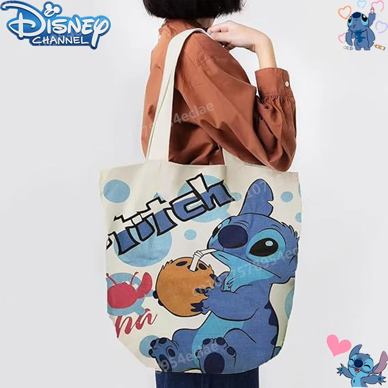 New Disney Stitch Crossbody Bag Large Capacity Cartoon Peripheral Cute Canvas Bag Girls Fashion Casual Bag Work Shopping Sack