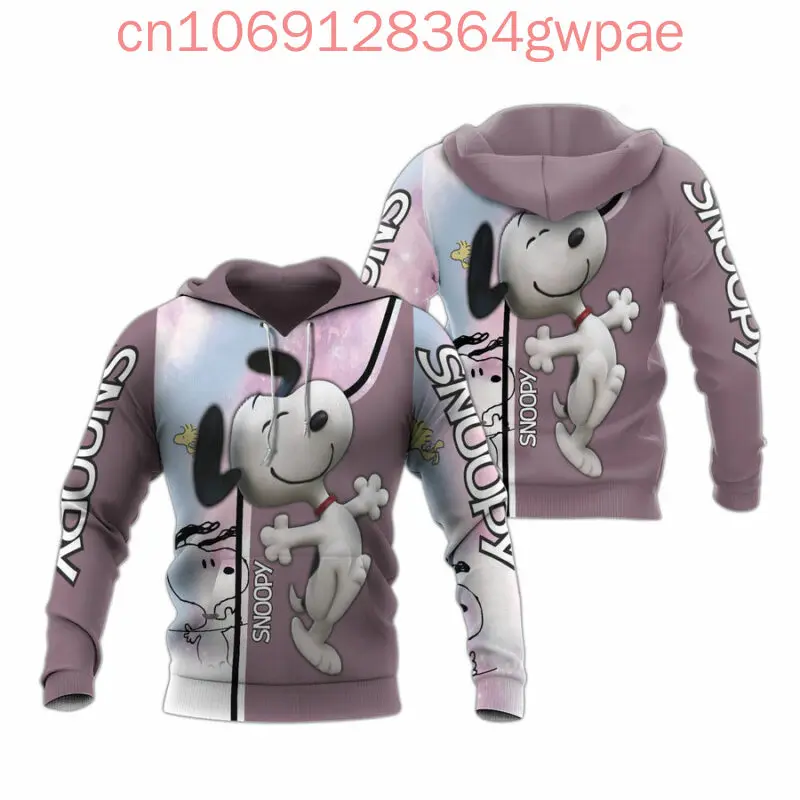 New Snoopy 3D Print Hoodie Men's Women's Zipper Hoodies Cartoon Disney Street Casual Sports Wear Pullover Hoodie Tops