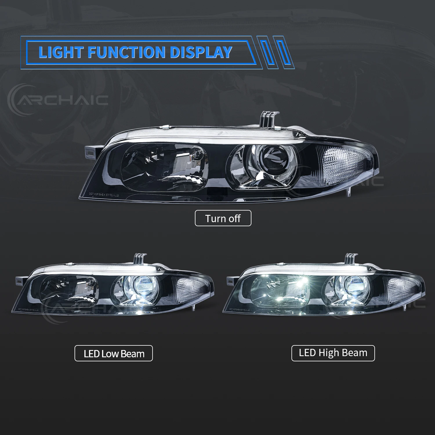 

Archaic Headlight forNissan Skyline R33 GTR Series 1- Series 3 OE Replacement Headlights with LED Front Lamp(Not for GTS GTST)