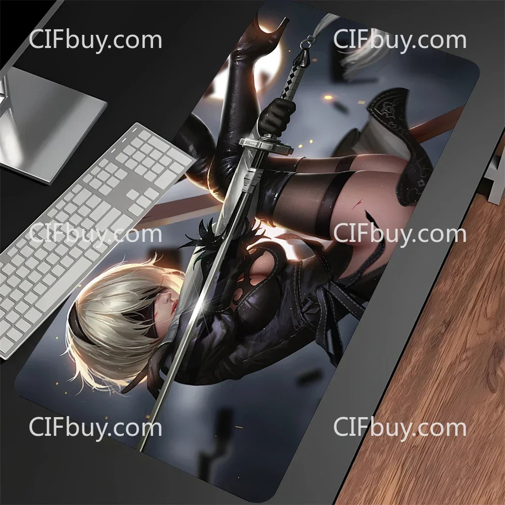 CIFBUY Nier Automata 2B Anime Gaming Mouse Pad XXL PC Keyboard Desk Mat Non-Slip Rubber Base Home Office Laptop Decor