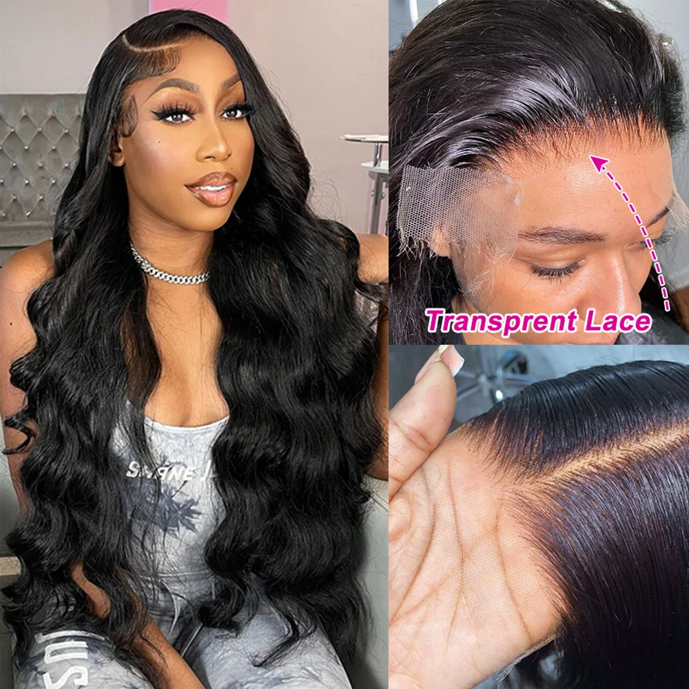 Perruque Lace Front Wig Body Wave Naturelle HD, Cheveux Humains, 13x4, 13x6, 30 40 Pouces, Pre-Plucked, pour Femme Africaine