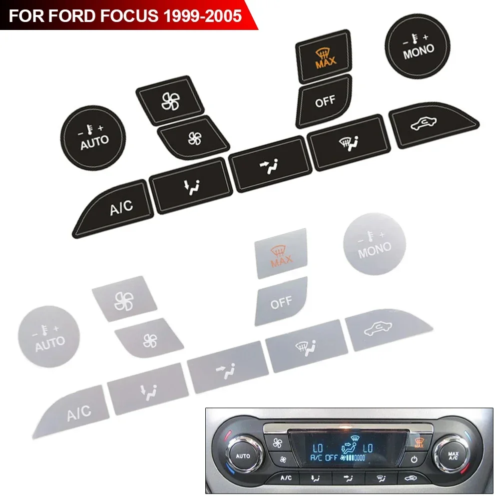 Aire acondicionado para Ford Focus 2, accesorios de ajuste Interior para Ford Focus MK2, calcomanía Interior, pegatinas de reparación de botones plateados
