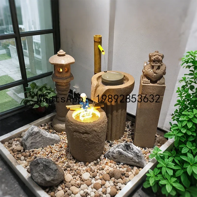 LYY Courtyard Water Flow Ornament Garden Stone Water System Landscape Indoor Outdoor Balcony Fish Pond Landscaping