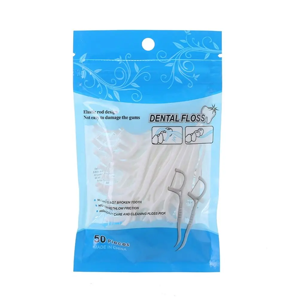 

50/100 Pcs/Bag Flat Dental Floss Ultra-fine Double Head Floss Family Pack Disposable Tooth Cleaning Dental Floss Stick Travel