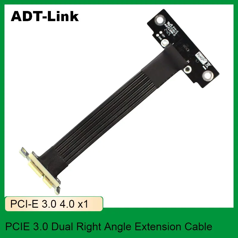 

ADT-Link PCI-E 3.0 4.0 x1 Dual Right Angle Extension Cable for Sound Card Wireless Network Card Graphics Card Slot Expansion