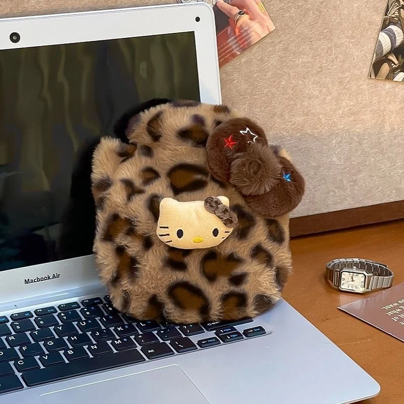 ซานริโอ เฮลโล คิตตี้ ตุ๊กตาขนนุ่มลายเสือดาว พร้อมซิลิโคนด้านใน ให้ความอบอุ่นมือ ถุงน้ำร้อนแบบเติมน้ำ ของขวัญวันหยุด