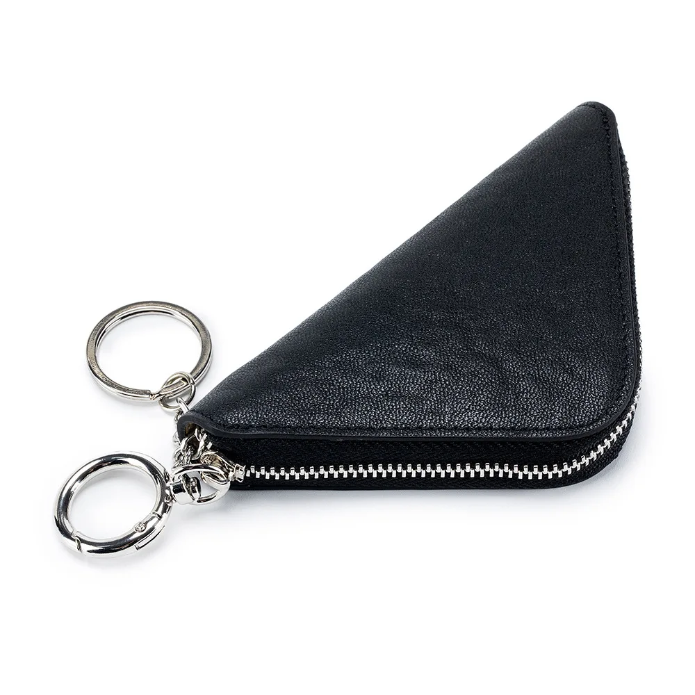 Original Leather Key Wallet for Women Short Vintage Handmade Zipper Car Key Holder Coin Purse Card Case Bag Organizer Housekeepe