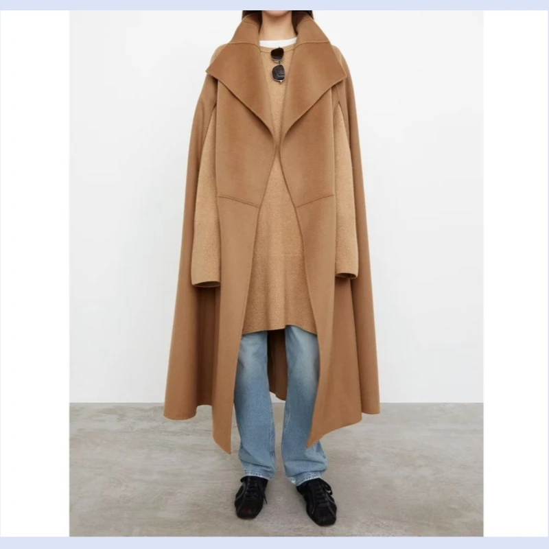 24 year new Nordic TT cape style simple and loose double-sided woolen coat