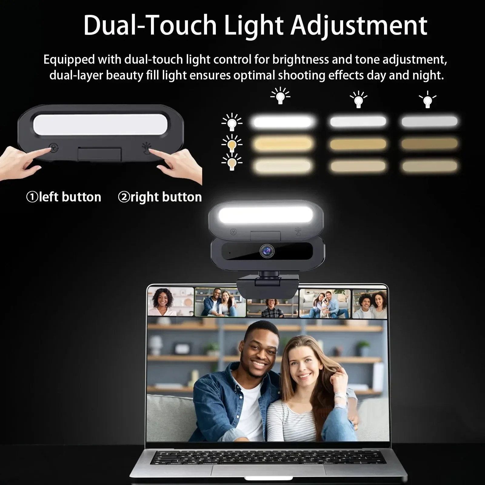 Lampu Isi LED Webcam HD 4K Penuh untuk Webcast Langsung Kamera Gamer Pertemuan Penutup Privasi USB 3.0 Steker Kompatibel Fokus Otomatis Kerja