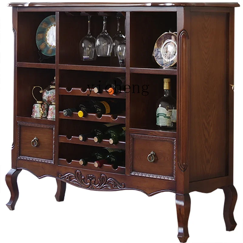 XL Solid Wood Porch Sideboard Cabinet Tea Bowl Wine Cabinet Storage Complex Classical Furniture