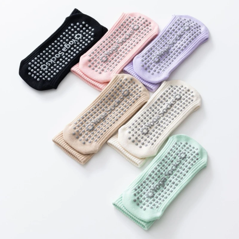 النساء الخريف عدم الانزلاق اليوغا الجوارب الضغط منتصف أنبوب جورب مع Grippy النقاط البلاستيكية المضادة للانزلاق دعم الكاحل ل بيلاتيس الصالة الرياضية