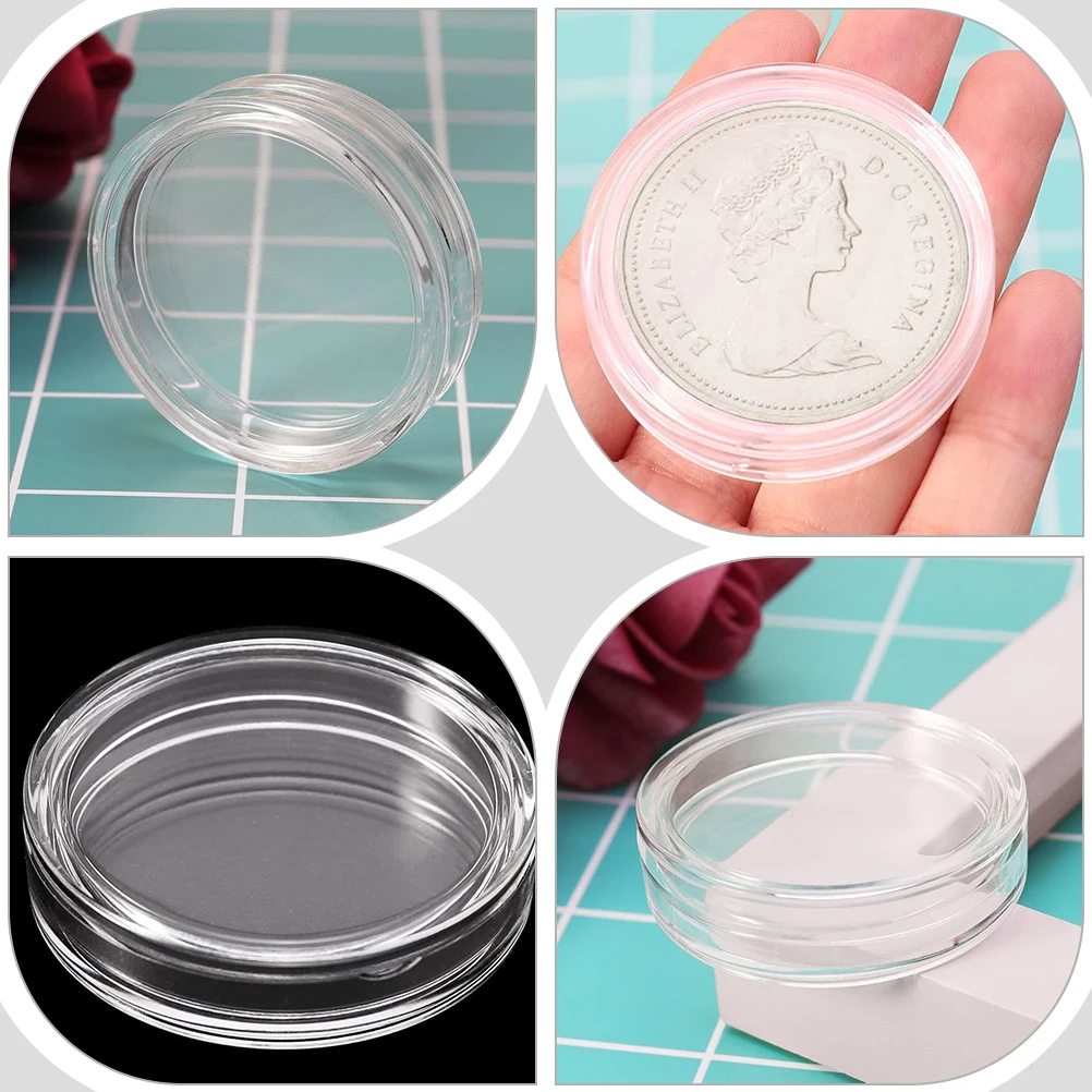 20 قطعة صندوق أكريليك شفاف بحافة ناعمة منظم تخزين مقاوم للغبار لهواة الجمع المحمولة حامل العملات المعدنية طقم العملات المعدنية البلاستيكية #2