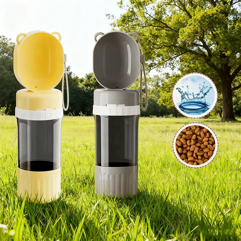Compact Dual Storage Dog/Cat Travel Bowl 400ml Water + 180ml Food On-the-Go Bowl For Hiking/Camping