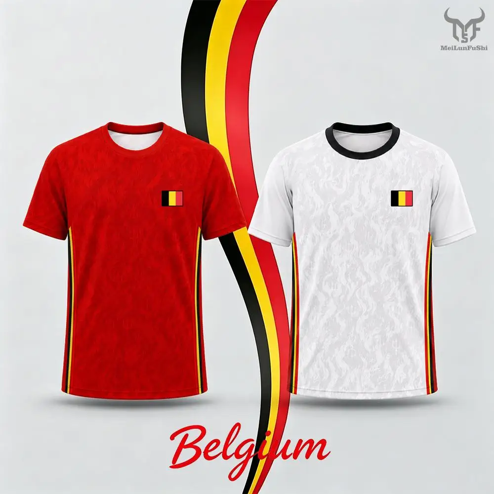 2026 New Belgium Flag Print Football Jersey Men Quick Dry Sport T-shirt Men's And Women's Casual O-neck Soccer Training Uniform