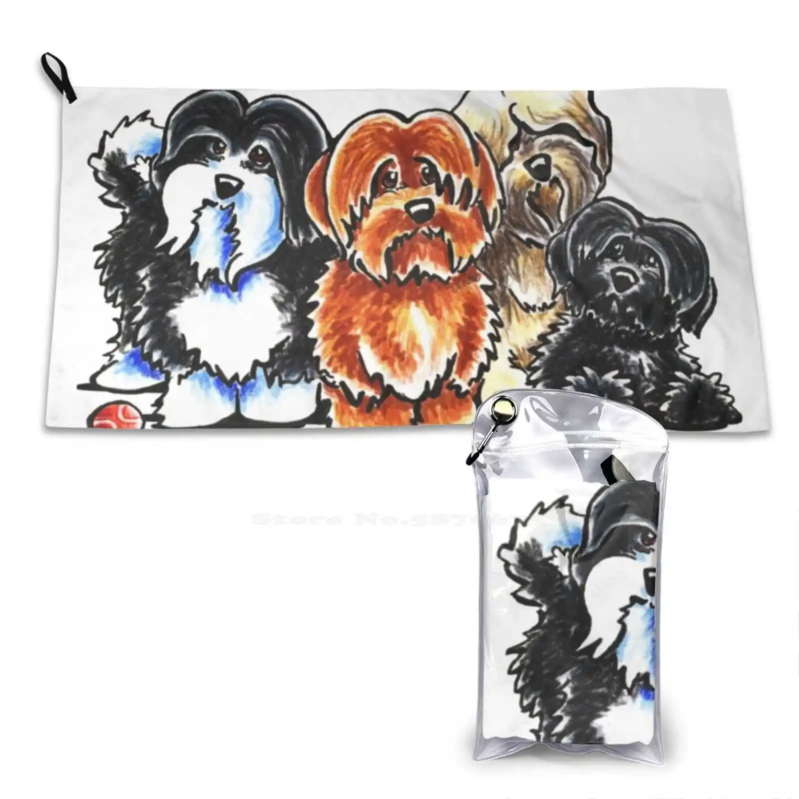 

Мягкое Полотенце Four Havanese, быстросохнущее пляжное полотенце Havanese Lover Love Havanese, забавное милое гаванское арт-Рисование