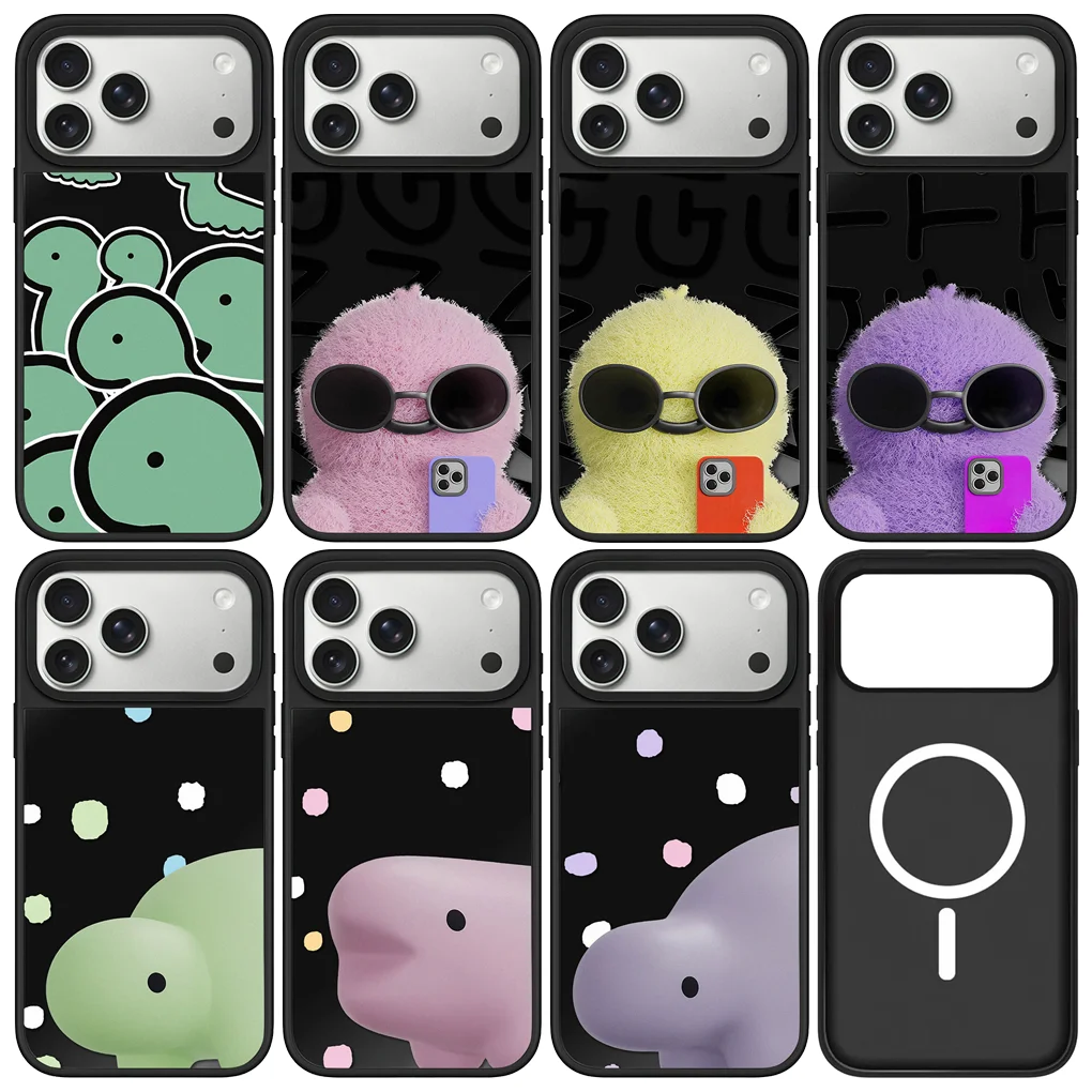 

Cartoon Sunglasses Black Mirror Surface Magnetic Phone Case Cover For IPhone 12 13 14 15 16 17 Pro Max Case For IPhone 17 Air
