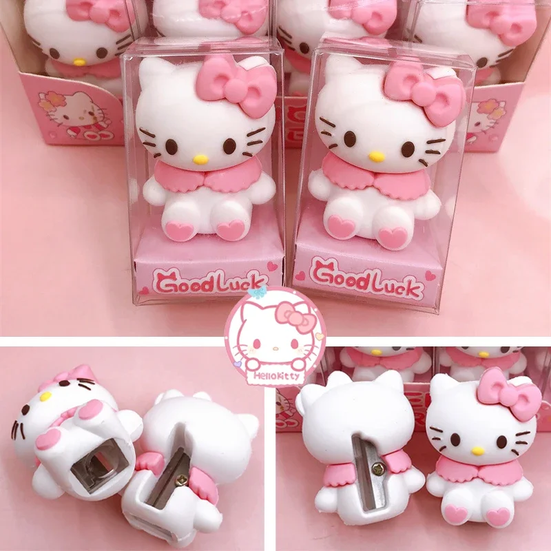 Sanrio Hello Kitty Pencil Sharpener Cartoon Mini Pencil Cutting Machine Student Stationery School Office Supplies Kid Prize Gift