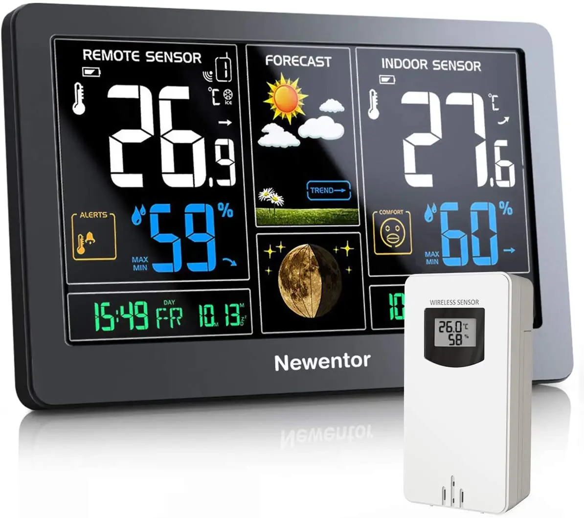 Station météo intérieure numérique sans fil, hygromètre Therye.com, réveil de table, capteur de température et d'humidité, prévisions météorologiques