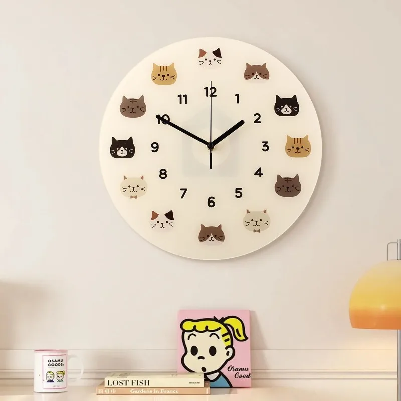 Reloj de Pared de Diseño Moderno, Decoración de Lujo para Dormitorio, Reloj de Pared Moderno para Sala de Estar, Decoración con Diseño de Gato, Artículos de Decoración para el Hogar