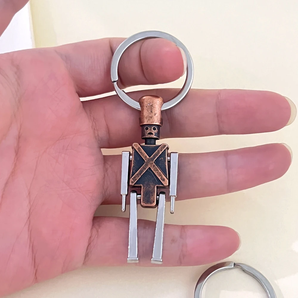 Simple 3d Simulation Soldier Keychain With Movable Joints Men Metal Key Holder Backpack Pendant Accessory