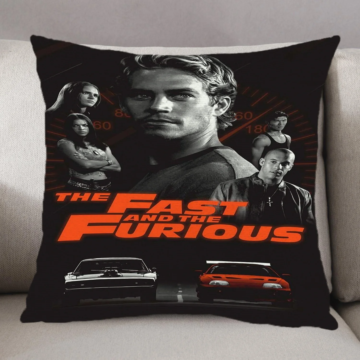 1pc The Fast and The Furious Classic Cast Muscle Car Poster Throw Pillow Cover 2D Double-Side Print Polyester Cushion Case for S