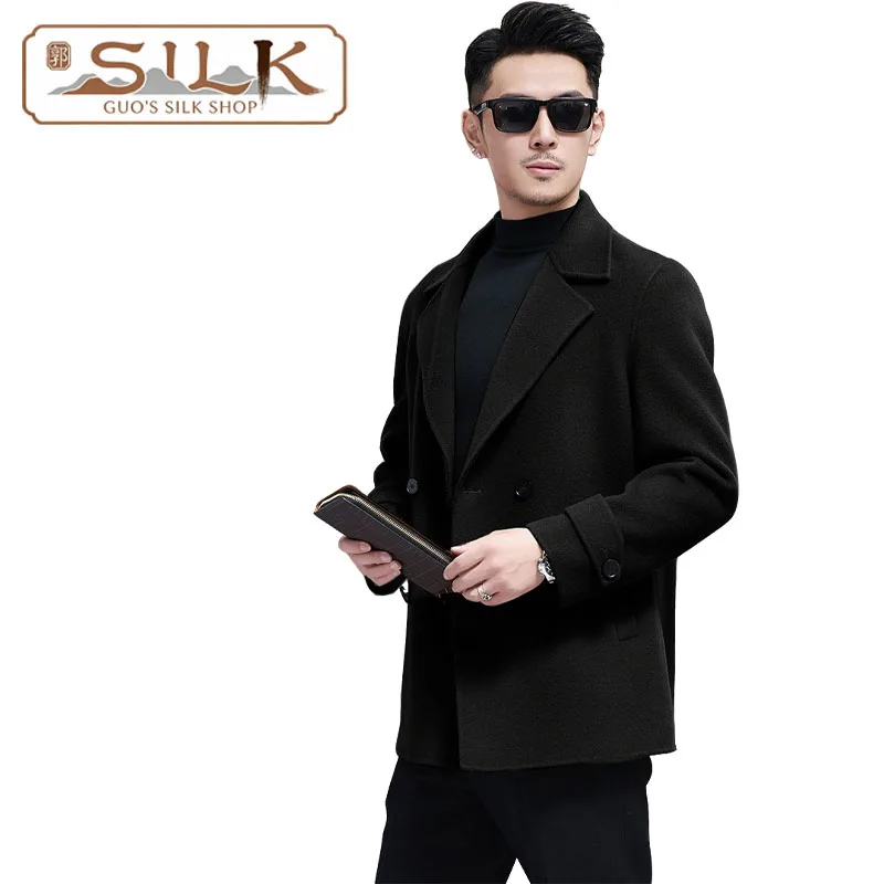 

Autumn/Winter Double-sided Wool Men's Long-Sleeved Coat, Cashmere Jacket, Stylish Men's Fashionable Business Casual Comfortable