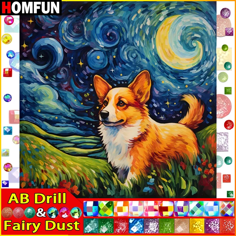 HOMFUN Fairy Dust AB Rhinestone Painting Crystal Decor Diy Diamond Painting 