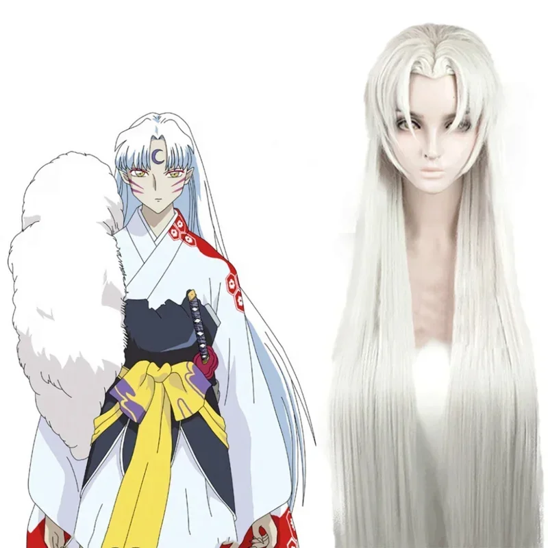 Costume de cosplay anime japonais pour hommes et femmes, perruque d'oreille argentée, Kimono japonais, Halloween, SN88, InuYasha Sesshomaru, Pa %, #2 @