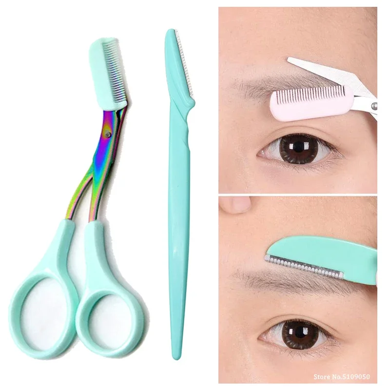Eyebrow Trimming Knife Safe Anti-scratch Scissors Eyebrow Shaving Tool for Men and Women Beginner Beauty Tool Set Eyebrow Razor