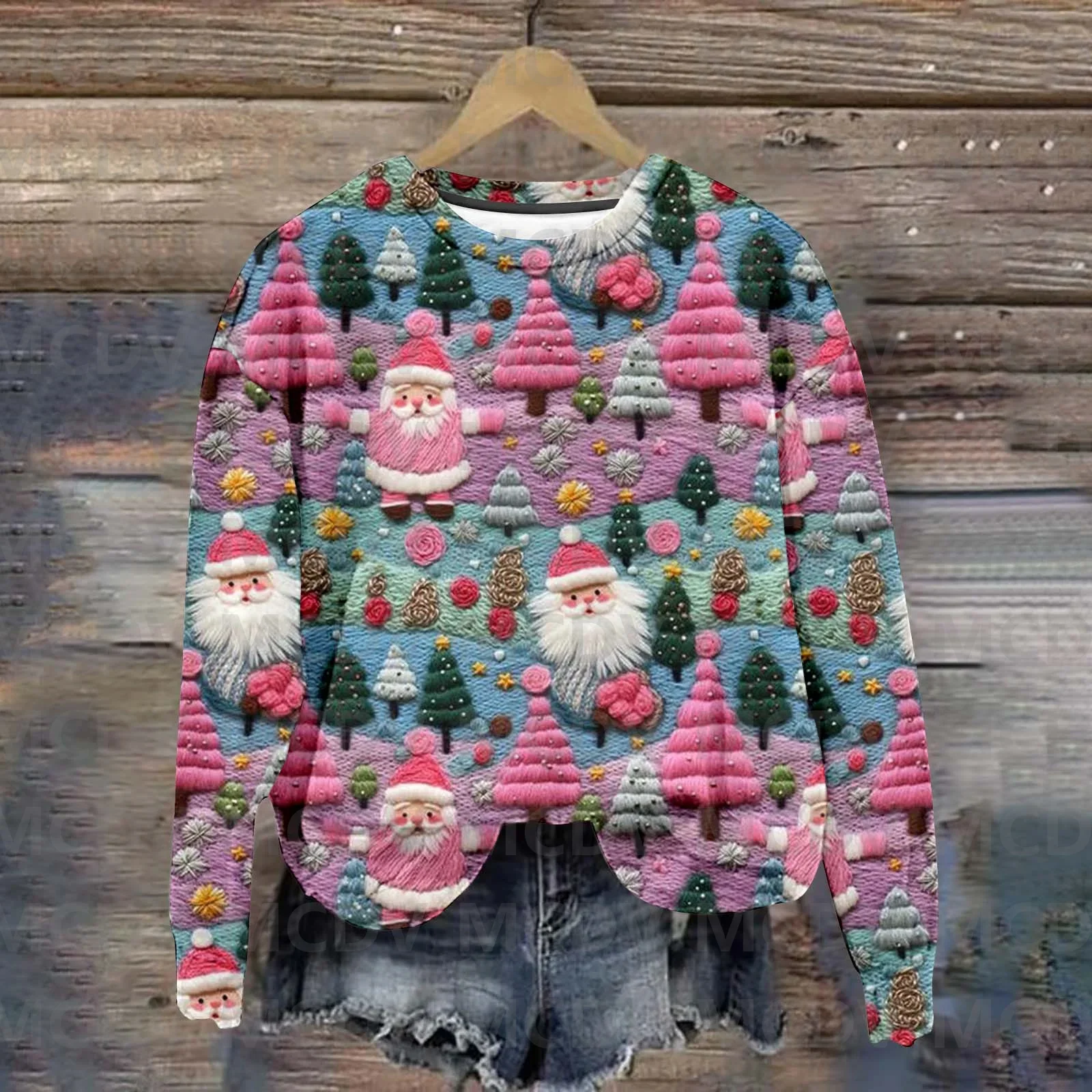 Christmas Sweaters Funny Snowman Santa Claus Print Sweatshirt 3D Printed Women Pullover