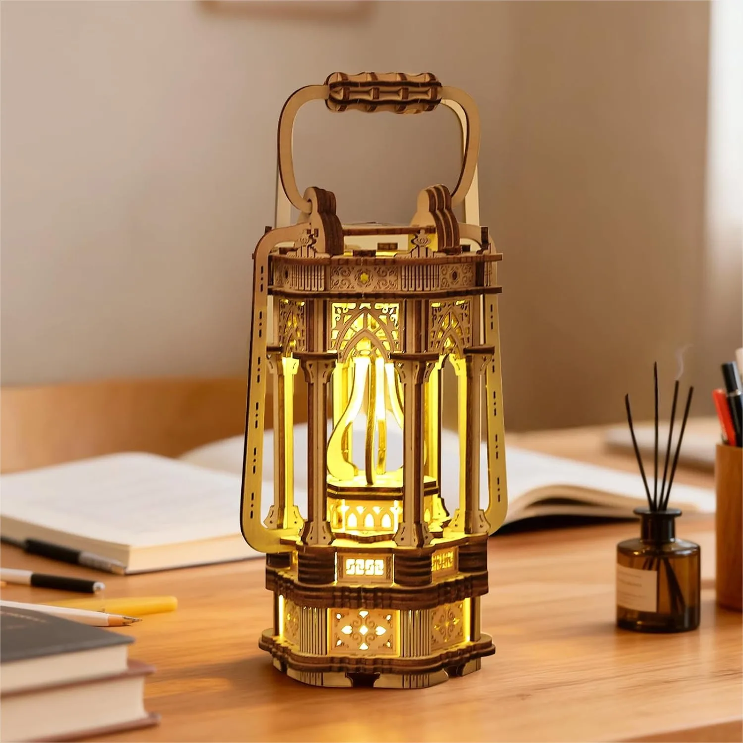 

3D Wooden Puzzle for Adults, DIY Lantern Model Kit, Creative Assembly Building Set, Craft Gift