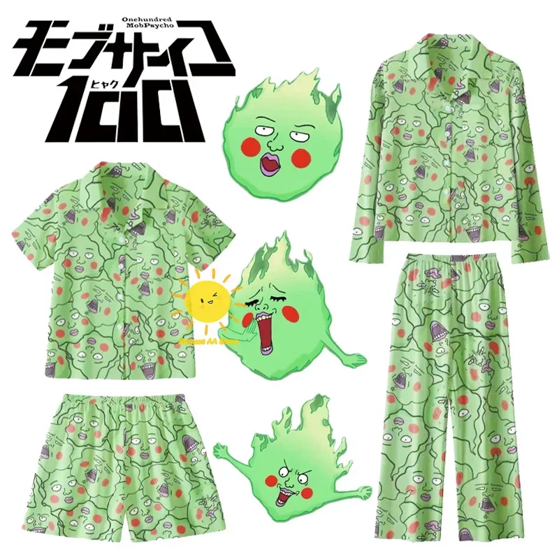 Anime Dimple Cosplay Mobu Saiko Hyaku Cosplay Costumes Dimple Green Nightgown Suits Halloween Carnival Party Gifts Cos Unisex