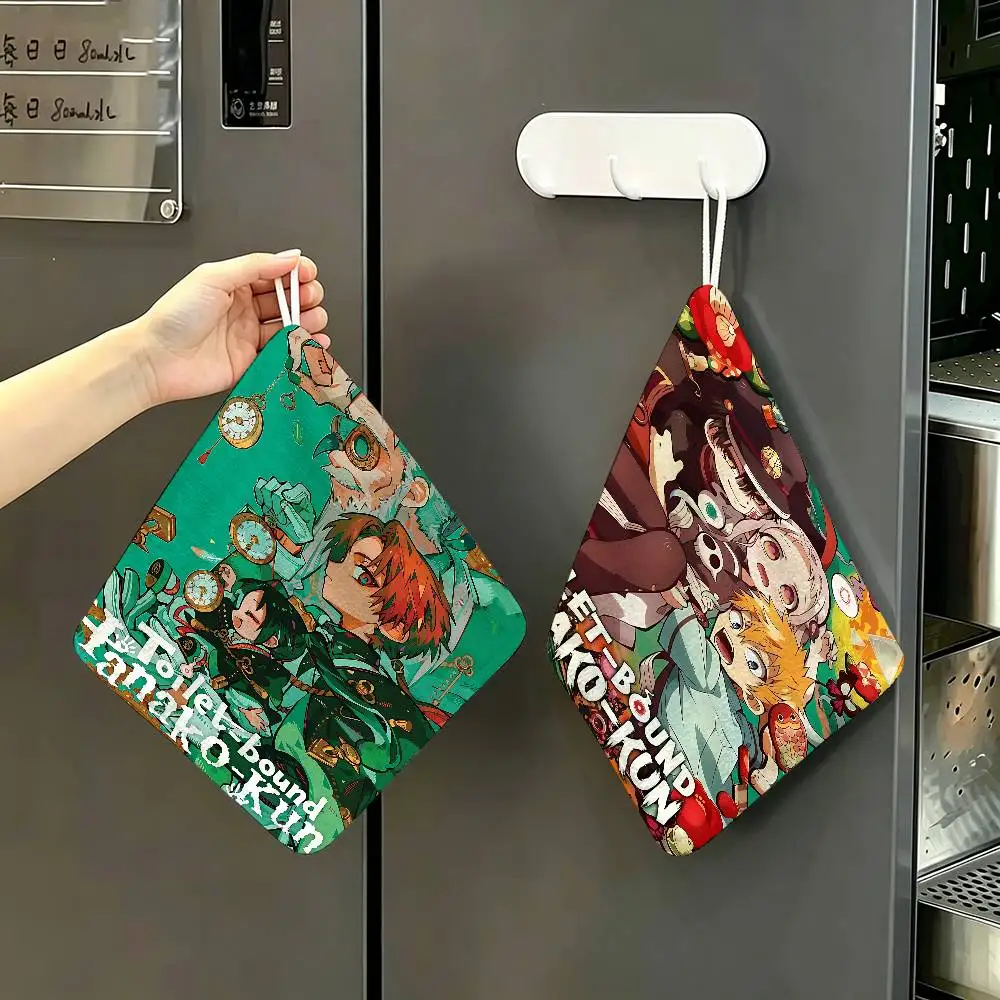 Animation T-Toilet-bound Hanako-kun Polyester Cotton Hanging Kitchen Towel, Soft Hand Wiping Towel, Reusable for Kitchen Home