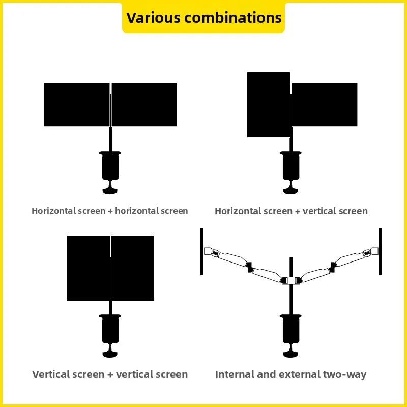 Monitorhalter, Desktop-Drehung um 360 Grad LCD-Computerclip, Tischhalter 19-32 Zoll TV-Basis, doppelseitig