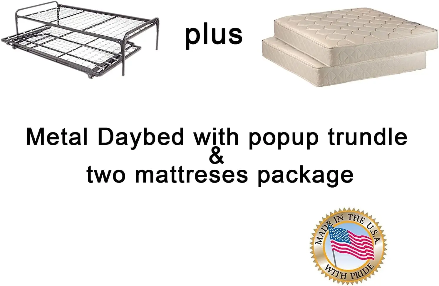 Twin Size Metal Day Bed Frame & Pop Up Trundle with Great Firm Mattresses Included Package Deal! bean bag