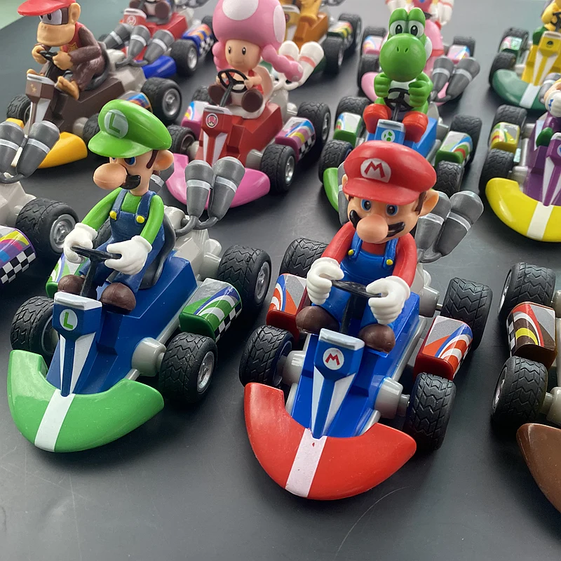 Super Mario Series Karting Mario Bros Luigi Yoshi Donkey Kong Action Figure Toys Pull Back Car Kids Gifts