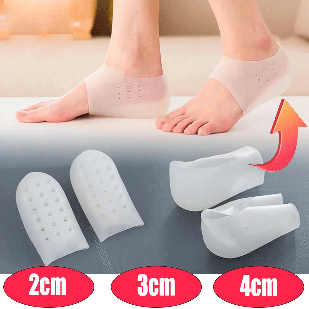 Silicone Invisible Inner Height Insoles Lifting Increase Socks Outdoor Foot Protection Pad Men Women Heel Cushion Hidden Insole