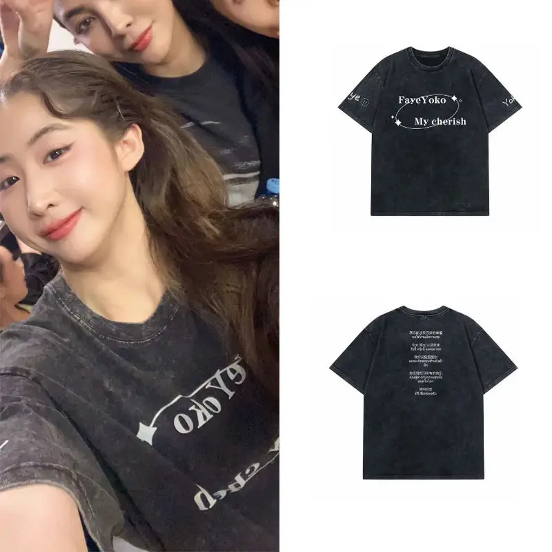 

Тайское драматическое заготовка Серия Fらoko Faye Yoko Same Vintage Washed Футболка Мужчины Женщины Harajuku Футболки с короткими рукавами в стиле хип-хоп и графикой