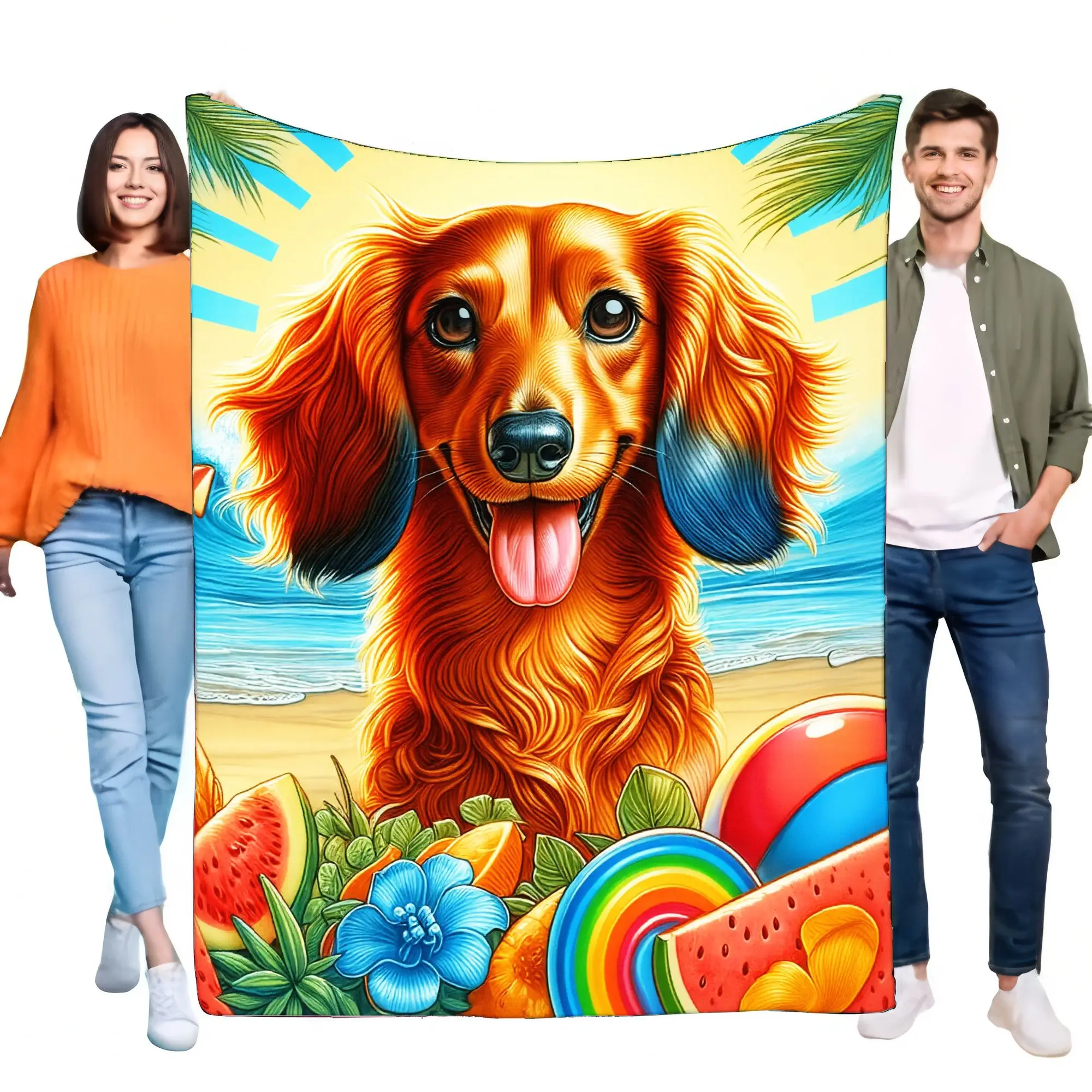 Colorful Golden Retriever Beach Blanket Cozy Throw Perfect for Pets and Home Decoration Lightweight Gift for Dog Lovers